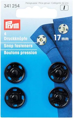 Produktbild von Prym 13411690, Nähdruckknopf, Metall, Schwarz, 1,5 cm, 6 Stück(e), Sichtverpackung
