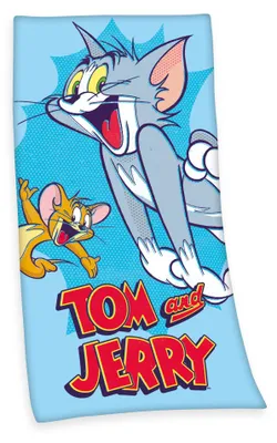 Zdjęcie produktu dla Tom i Jerry ręcznik welurowy ręcznik prysznicowy ręcznik kąpielowy ręcznik plażowy 75 x 150 cm