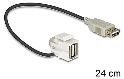 Image de Keystone Modul USB 2.0 A Buchse 110° > USB 2.0 A Buchse mit Kabel weiß