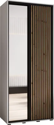 Produktbild von MEBLE KRYSPOL Lanko 2 Schrank mit 2 Schiebetüren  - 235,2x120x45 cm - Weiß Schwarz Artisan