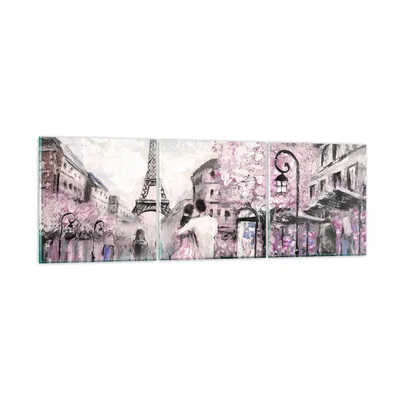 Produktbild von Bilder auf glas - Paris Weg Illustration eiffle - 90x30cm - Glasbilder - Wandbilder - Kunstdruck - zum Aufhängen bereit - Wanddekoration aus Glas - Glas Bilder - Wandbild auf Glas - GCA90x30-3149