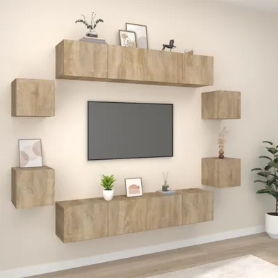 Produktbild von 8-tlg. TV-Schrank-Set Sonoma-Eiche Holzwerkstoff 3114216