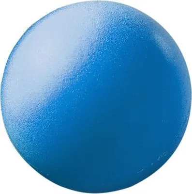 A single blue ball against a white background.