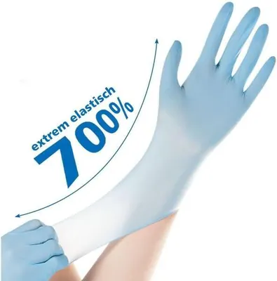 Immagine prodotto di Hygostar 261681 Nitrilhandschuhe Safe Super Stretch blau Gr. 7/S puderfrei
