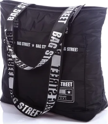 Zdjęcie produktu dla Bag Street Lekka Młodzieżowa Torba Damska Na Ramię Materiałowa Duża A4 Czarna