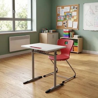 Produktbild von Klassenzimmer Möbel Designer Grauer Schultisch Schreibtischstuhl