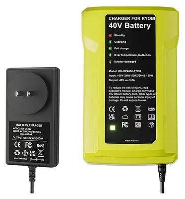Immagine prodotto di Caricabatterie da 40V - Caricabatterie per batterie agli ioni di litio per utensili - Compatibile con i modelli OP4050/OP4040/OP4026/OP4030/RY40430 - Solo caricabatterie