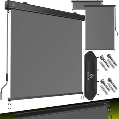 Produktbild von KESSER® Senkrechtmarkise 180x250cm Außenrollo Handkurbelmechanismus Balkonrollo Sonnen-und Sichtschutz Beschattung Sonnenschutz mit Kurbel Markisenkasten Balkon & Terrasse inkl Montageset & Abdeckung