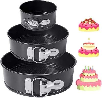 Image de Lot de 3 moules à gâteaux plats, anti-fuites, revêtement antiadhésif
