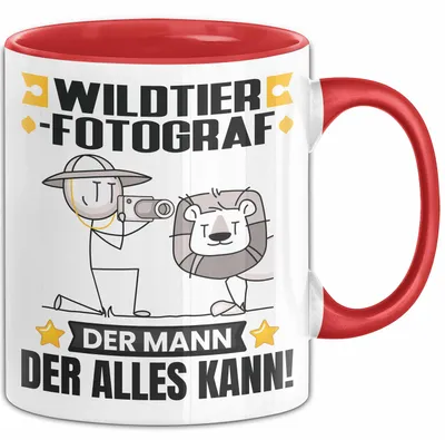 Produktbild von Wildtierfotograf Tasse Geschenk für Wildtierfotograf Der Mann Der Alles Kann Geschenkidee zum Geburtstag (Rot)