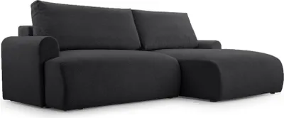 Produktbild von FEDVE Ecksofa Eckcouch Bordon L Form Sofa mit Schlaffunktion Bettkästen Couch Sofagarnitur Rechts Schwarz (Aragon 99)