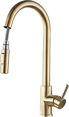 Immagine prodotto di Rubinetto da cucina, funzione spray estraibile, design contemporaneo, spazzola dorata senza senso
