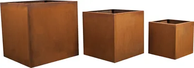 Zdjęcie produktu dla KÖHKO® Designerowa donica z cortenowej stali VIVO 37 x 37 x 32 cm | Donica w optyce rdzy szlachetnej w kształcie prostopadłościanu