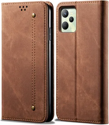 Produktbild von Realme C35 Hülle, Leder Brieftasche Flip Bookstyle Schutzhülle mit Standfunktion für OPPO Realme C35 Braun