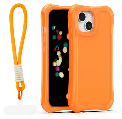 Zdjęcie produktu dla Nakładka Safepop Ze Smyczą Do Iphone 15 6,1" Pomarańczowa