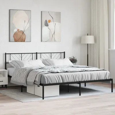 Produktbild von The Living Store Bettgestell mit Kopfteil Metall Schwarz 180x200 cm