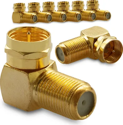 Produktbild von SAT F-Winkelstecker Winkel Adapter 90° Vergoldet 8x Winkeladapter Kupplung Kabel