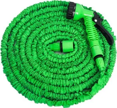 Produktbild von Flexibler Gartenschlauch - Duschkopf mit 7 Einstellungen - Dehnbarer Gartenschlauch - 12 bis 16 Meter
