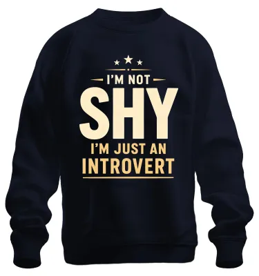 Immagine prodotto di Felpa con scritta "Non sono timido, sono solo introverso", stile ironico e sarcastico, colore blu navy, taglia 3XL