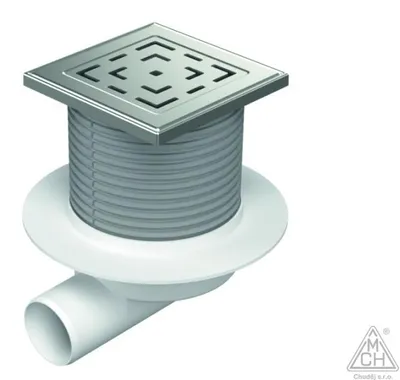 Imagen del producto de Chud?j: Rejilla de desagüe lateral, modelo D50, NEPTUN, con collarín, marco de acero inoxidable, rejilla STEEL S1, dimensiones 425 x L