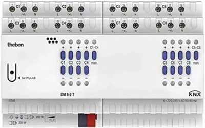 8-fach Dimmer DM 8-2 T KNX FIX2, 200 W, DIN-Schiene