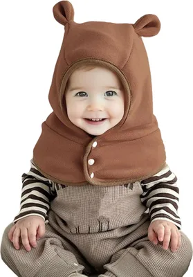 Produktbild von 2-in-1 Wintermütze für Kleinkinder: Sturmhaube, winddicht, warm, Fleece, Kapuze und Schal mit Ohrenklappen für Jungen und Mädchen
