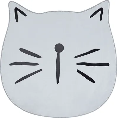 Produktbild von BELIANI Teppich Grau Stoff ⌀ 100 cm Rund Tiermotiv Katzenform Modern Kurzflor Kinderteppich Spieltepich für Kinderzimmer Jugendzimmer Mädchen