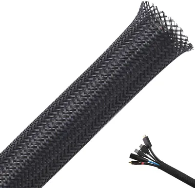 Produktbild von KABELSCHLAUCH meterware 5mm > 10mm GEWEBESCHLAUCH GEFLECHTSCHLAUCH KABELSCHUTZ POLYESTER Kabelführungen
