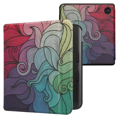 Produktbild von kwmobile Schutzhülle für Kobo Kobo Libra Colour / Tolino Vision Color Hülle - eReader Flip Case mit Auto Sleep Funktion - Farbrausch mit Pink Blau