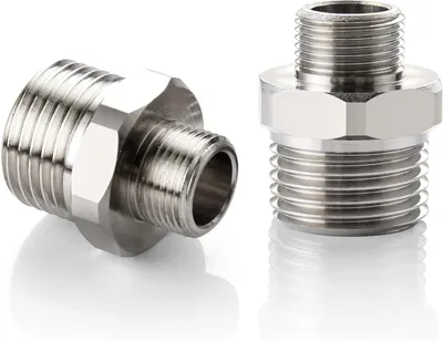 Productafbeelding van Verloopstuk Kraan Adapter - Messing Leiding Koppeling - Leidingen Verbinden - Messing met Nikkelcoating - 3/8 naar 1/2 Inch - Nikkel