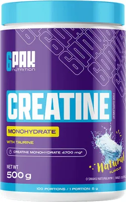 A product shot of a purple tub of creatine monohydrate supplement.