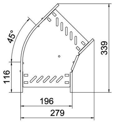 Produktbild von Obo Bettermann 6036104, Eckverbindungsbeschlag, Zink, Stahl, 45°, 200 mm, 60 mm