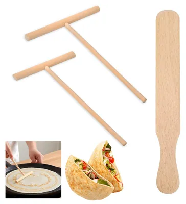 Produktbild von 3-teiliges Set zur Zubereitung von Crêpes aus Naturholz