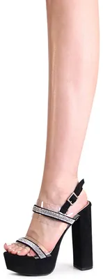 Produktbild von topschuhe24 3013 Damen Plateau Sandaletten Glitzer Riemchen, Farbe:Schwarz, Größe:38 EU