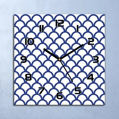 Produktbild von Wanduhr Echt-Glas-Küchenuhr Blaue Fischschuppen Quarz 30x30 Deko Bilder