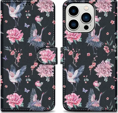 Image de Cadorabo Housse pour Apple iPhone 14 PRO Housse design noire Housse pour téléphone portable Etui Magnétique Case Cover
