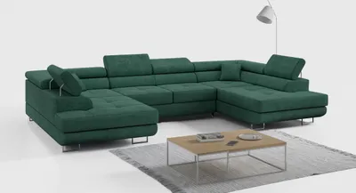 Produktbild von Ecksofa, Wohnzimmer U Couch, Polstersofa mit Bettkasten - GUSTAW-U - Grün