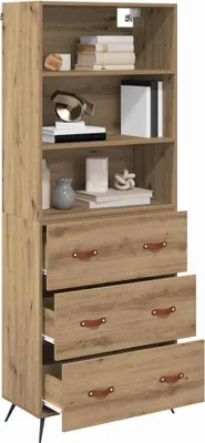 Image de vidaXL Highboard Chêne Artisan 69,5 x 34 x 180 cm Matériau dérivé du bois