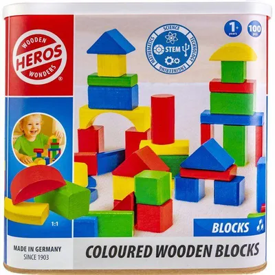 Produktbild von Holzbausteine HEROS, 100 Teile, esHolz, ab 1 Jahr, Premium-Aufbewahrungsbox