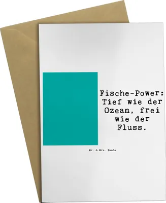 Produktbild von Mr. & Mrs. Panda Glückwunschkarte Fische Astrologie - Weiß - Geschenk, weihnachtskarten, einladungskarten, osterkarte, Sternzeichen, Grußkarten, Geburtstagsgeschenk