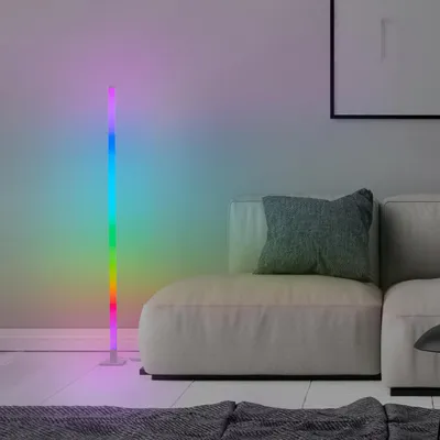 Produktbild von RGB-LED Stehleuchte, 150 cm, digitales RGB, Musiksensor, dimmbar, weiß