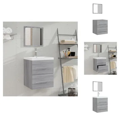 Obrázek produktu pro vidaXL Koupelnová skříňka se zrcadlem Grey Sonoma 41x38,5x48 cm - Koupelnové nábytkové sety
