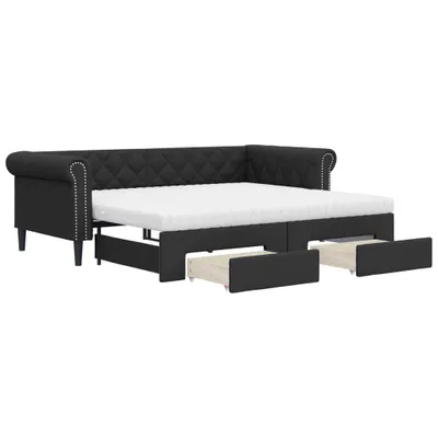 Immagine prodotto di vidaXL Divano letto estraibile con cassetti Nero 90x200cm Pelle finta