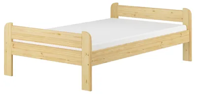 Produktbild von Breites robustes Einzelbett 120x200 Kiefer massiv mit wählbarem Zubehör V-60.39-12Rollrost und Matratze inkl.