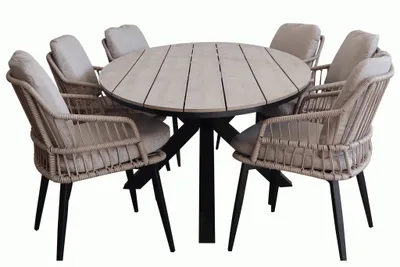 Produktbild von 7-teiliges Garten-Set | 6 Isabel-Stühle | 220cm ovaler Limasol-Gartentisch