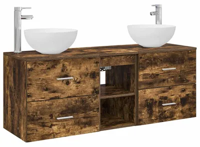 Immagine prodotto di Set di 3 mobili da bagno in legno di quercia affumicata