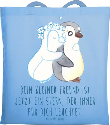 Produktbild von Mr. & Mrs. Panda Uni Tasche Trauerbewältigung Haustierverlust - Sky Blue - Geschenk, Herz, Erinnerungsstücke, Tote Bag, Vertrauem, Mut, Trost, Shopping, Ermutigung