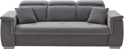Produktbild von Sofa 3-Sitzer - Hellgrau - Webstoff - mit Kopfteilverstellungen