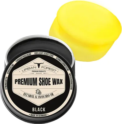 Produktbild von SPARSET Schuhcreme Schwarz Schuhwachs mit Bienenwachs plus Schwamm | Lederpflege für Schuhe als Schuhpflege & Schuhreinigung von URBAN FOREST 150ml