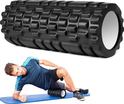 Produktbild von Spiermassagerolle für Yoga, Pilates und Stretching - 33 x 14 cm (schwarz)